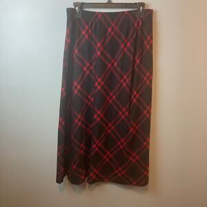 NWOT Vintage Cathy Daniels Plaid Pull on Skirt Elastic Waist Midi Womens